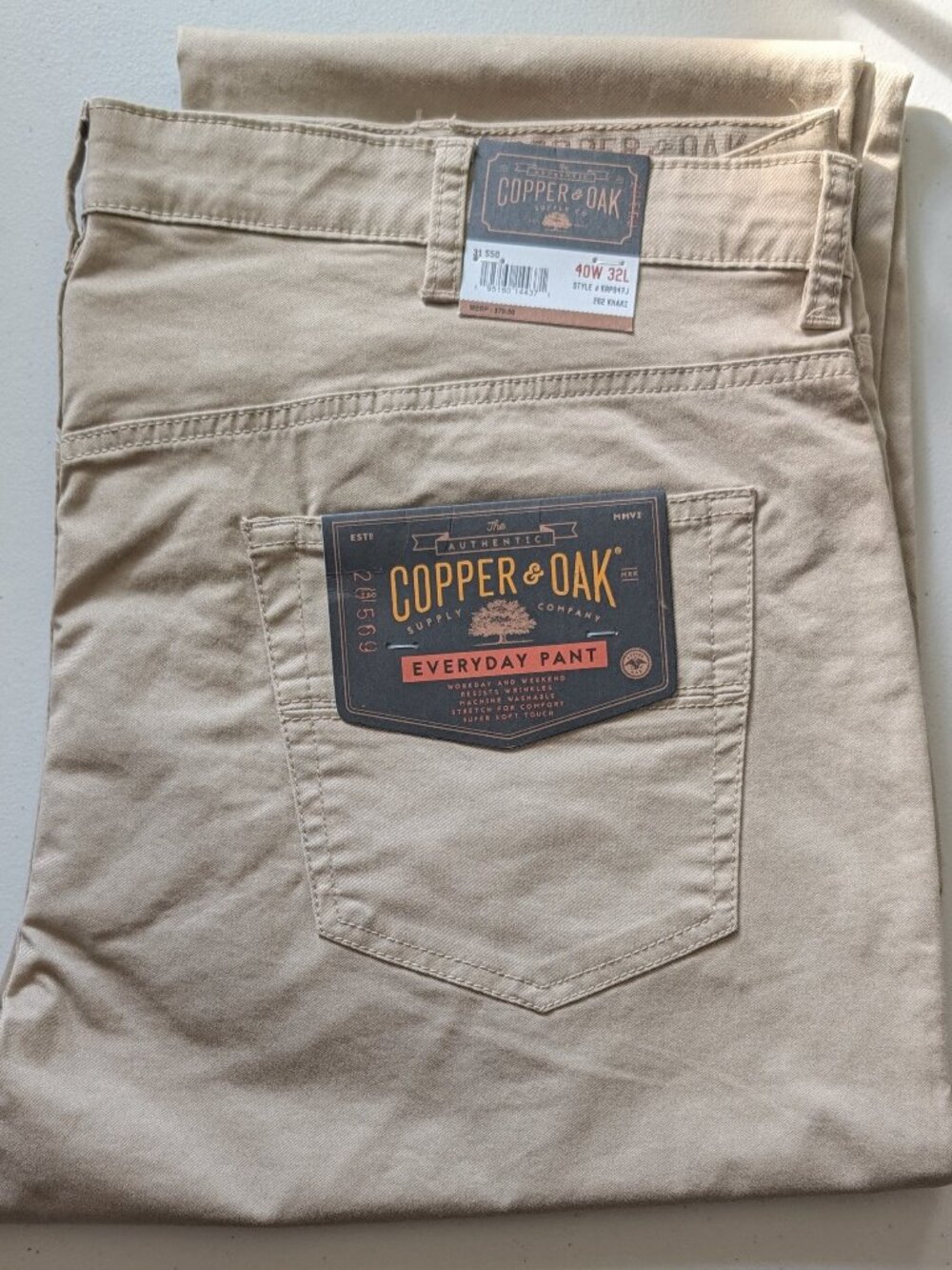 Copper & Oak Everyday Pant 40x32 262 Khaki